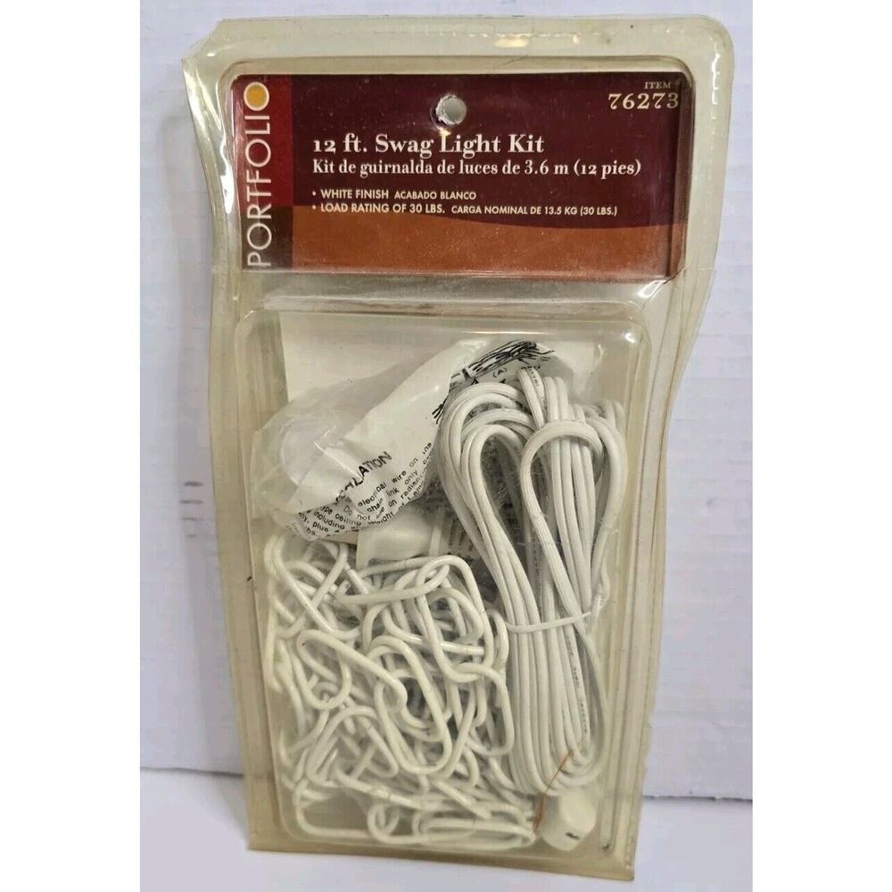 Portfolio 12' Swag Light Kit White Finish Chainlink 30 Pounds 076273 NIB